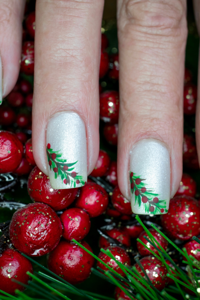 winter berry nail art