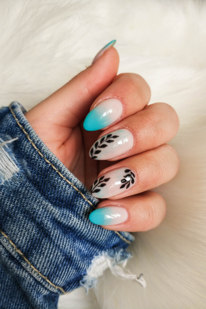 blue winter nail design