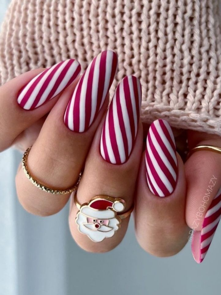 candy cane nail art idea holiday nails