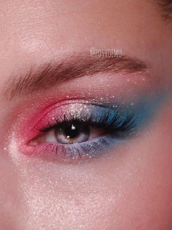 glitter 4th of July eye makeup