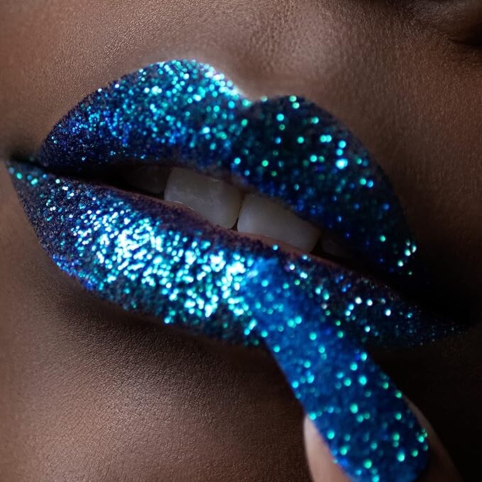 blue glitter lips