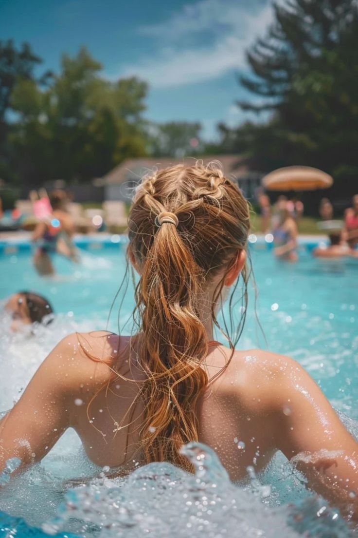 pool party hairstyle. braides