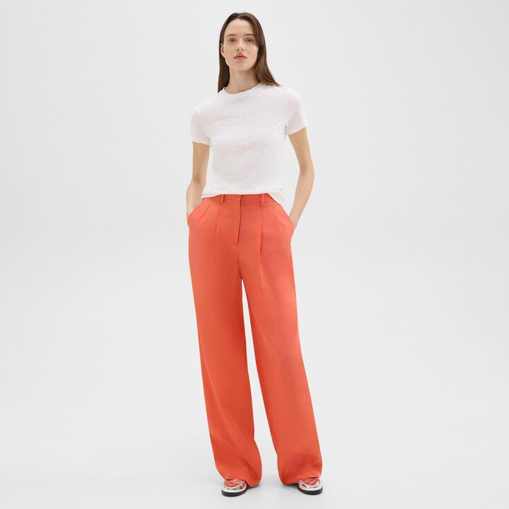 line pants outfit coral