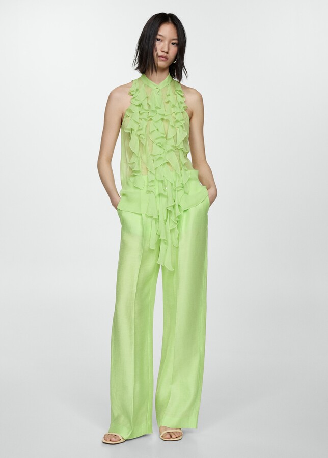 lime green linen pants