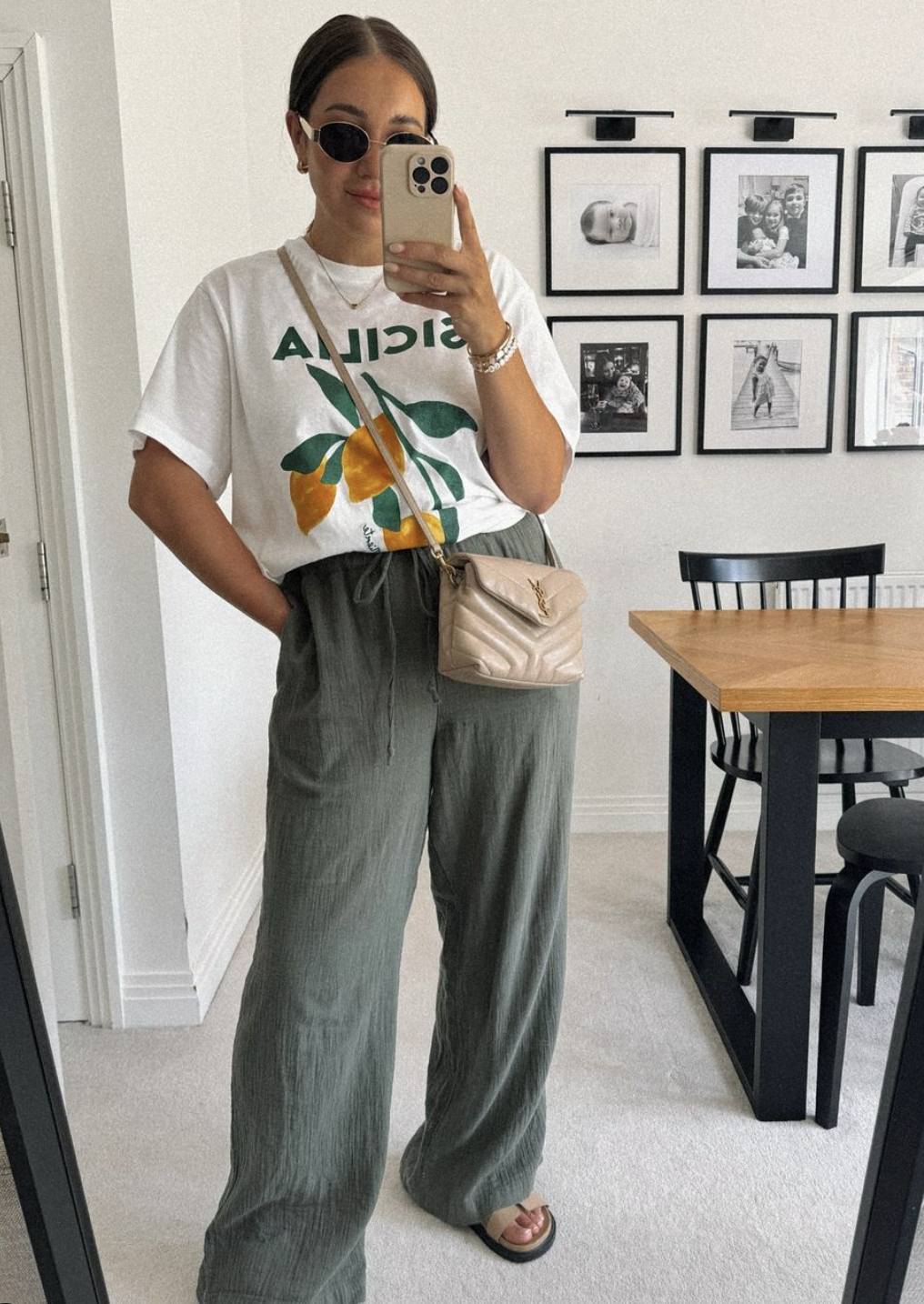 linen pants outfit graphic tee