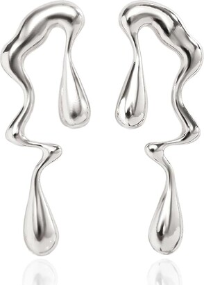 silver drip earrings