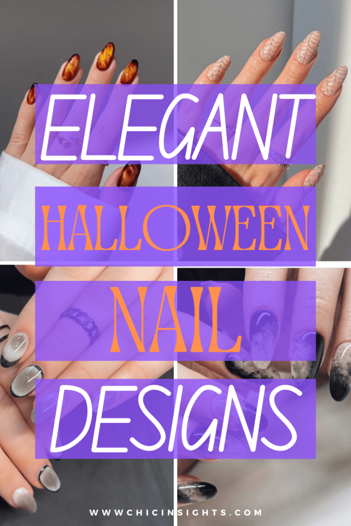 Pinterest pin of elegant Halloween nail designs