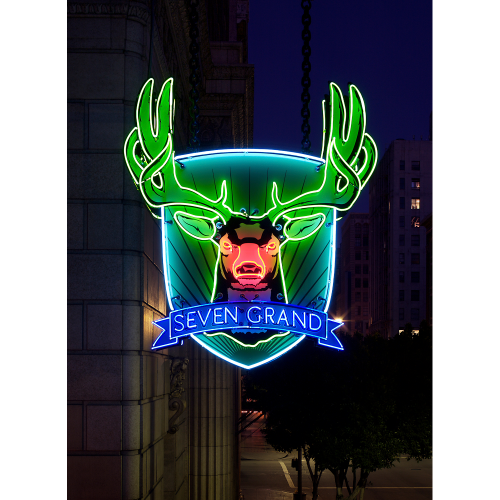 Neon deer signage of Seven Grand 