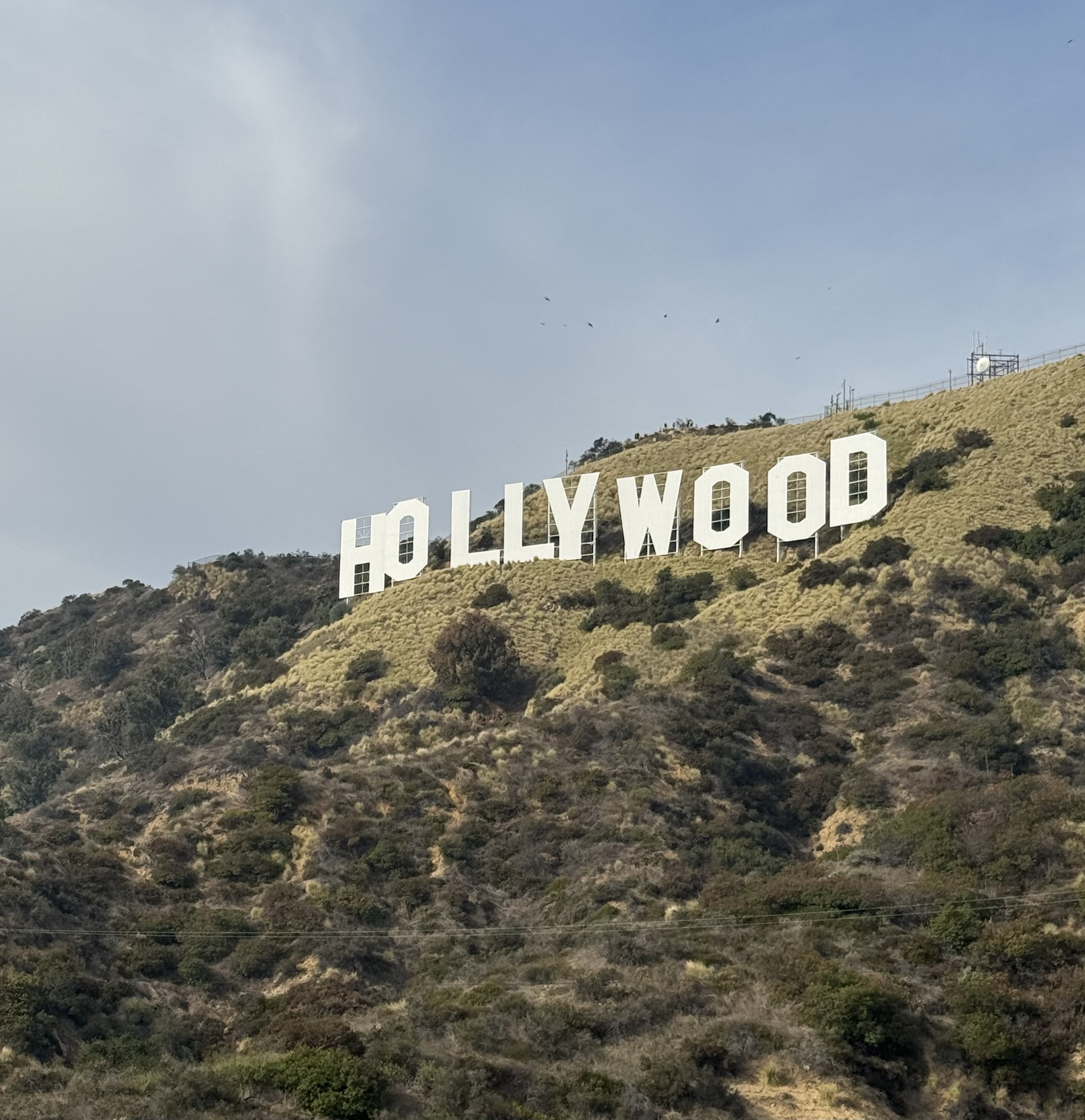 Hollywood sign with sky view and hill detail