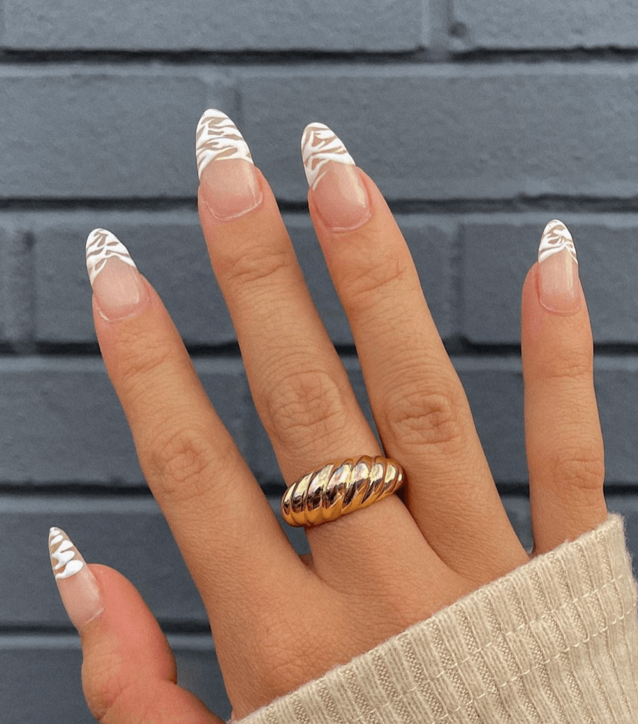 white french tip abstract nail design