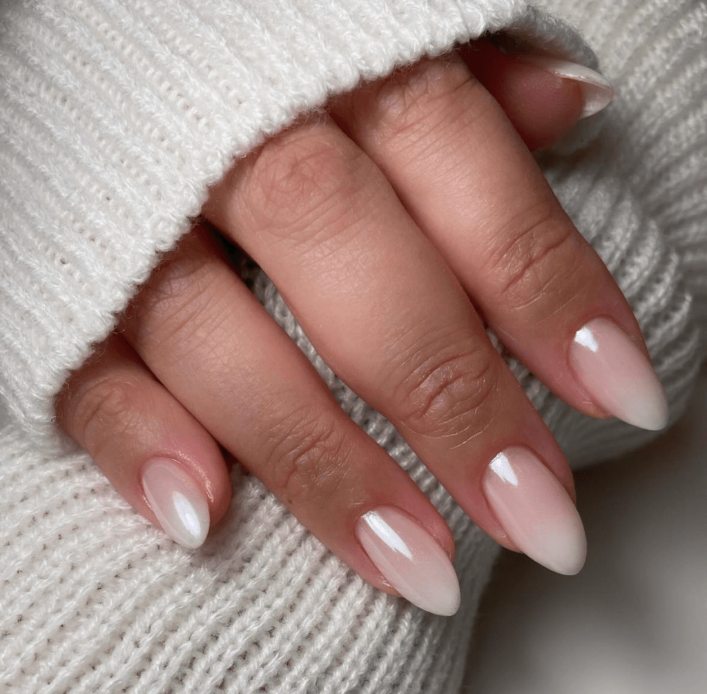 chrome ombre white manicure minimalist