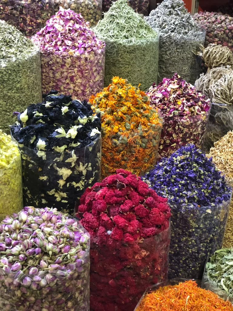 picture of different dried flowers used for winter perfumes