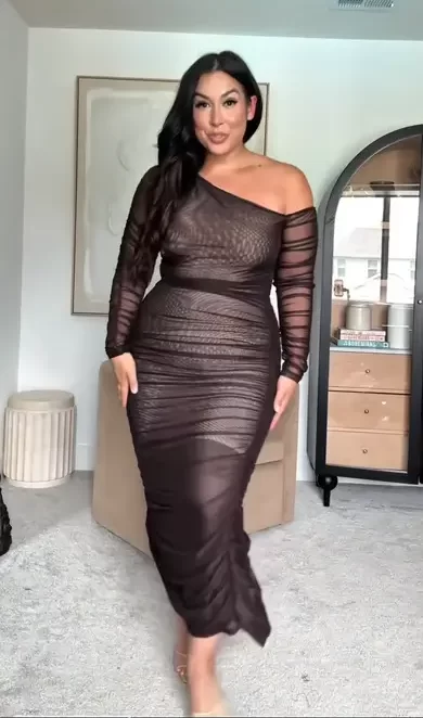 sexy sheer midi dress outfit for a romantic date night