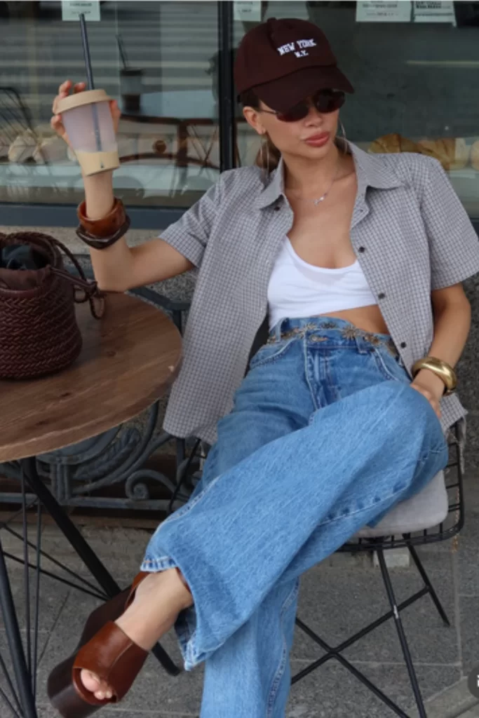 Young woman wearing retro 