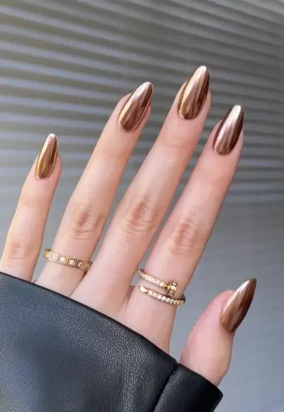 chrome finish bronze color nails 