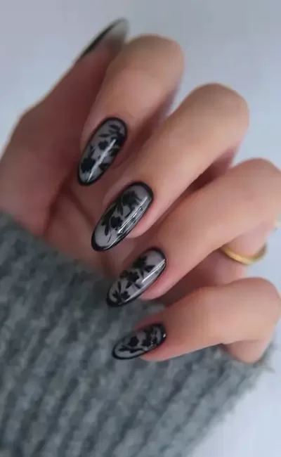 Gothic lace inspired nail art