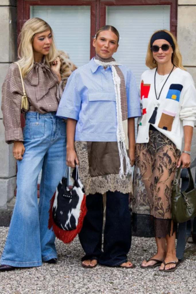 maximalist boho inspired outfits on socialites for Copenhagen Fashion week